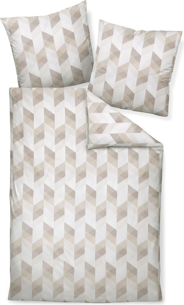 Janine Satin Bettwäsche Palermo - Rauten, beige, grau, weiß 155 x 220 cm Rauten, beige, grau, weiß