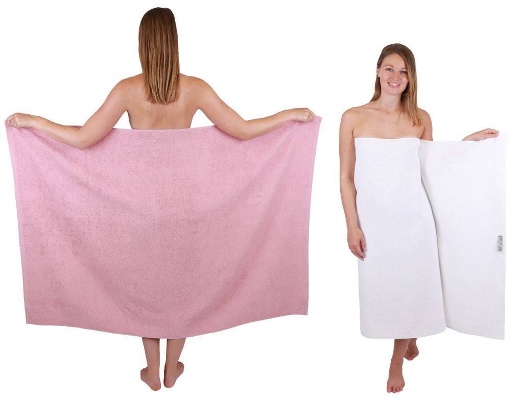 Betz 2 Stück XXL Duschtücher 100 x 150 cm BERLIN Badetücher 100% Baumwolle Farbe – lotus-weiss