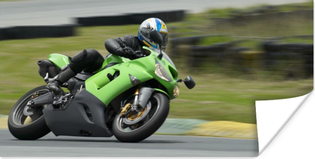 MuchoWow Poster Ein Rennmotorrad in einer Kurve 80x40 cm - Wanddeko