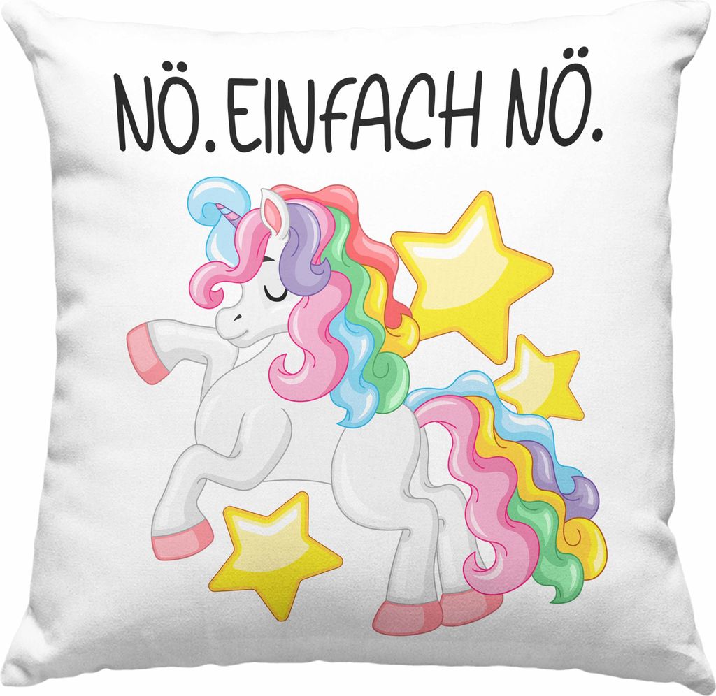 Trendation - Lustige Nö Einfach Nö Deko-Kissen mit Füllung 40x40 Mit Spruch Einhorn Deko-Kissen mit Füllung 40x40 Geschenk Mama Freundin Kolleg...