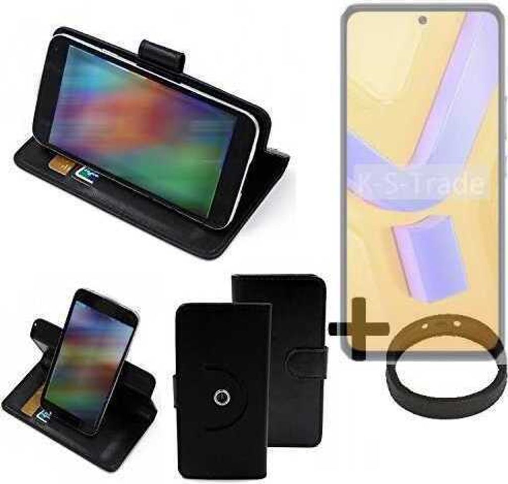 K-S-Trade Case Schutz Hülle kompatibel mit Vivo Y100 5G + Bumper Handy Hülle Flipcase Smartphone Cover Handy Schutz Tasche Walletcase schwarz