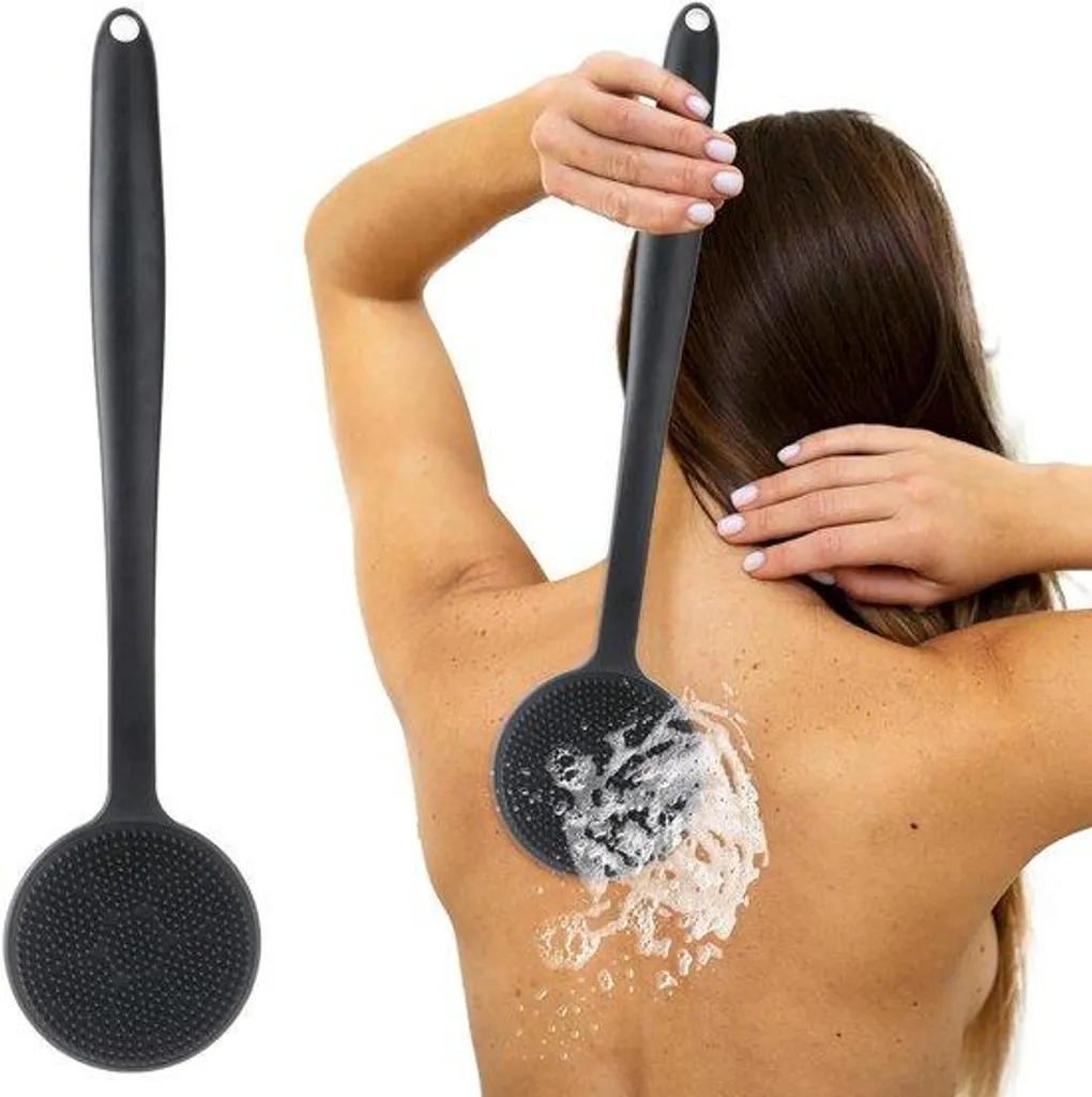 Accessoire de lavage pour le dos à long manche en silicone de gommage