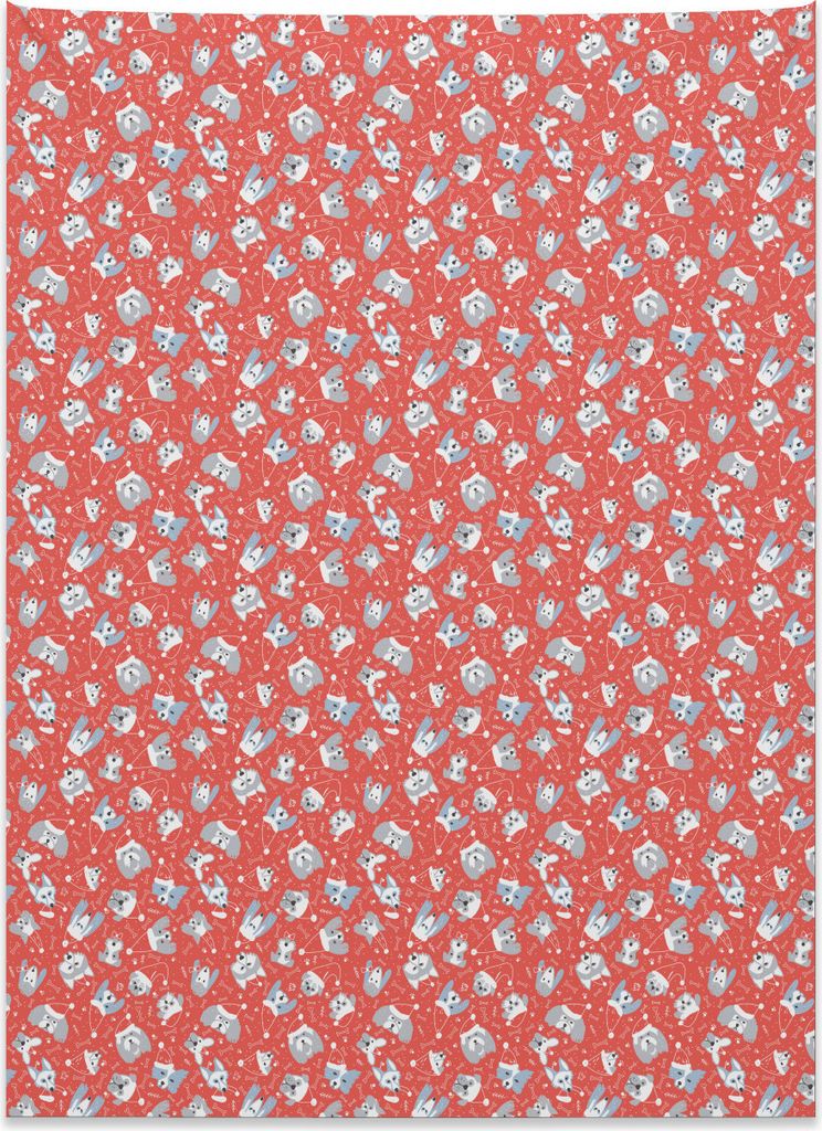 Abakuhaus Hunde Wandteppich, Hunde in Santa Claus Hüte Weihnachten aus Weiches Mikrofaser Stoff Kein Verblassen Klare Farben Waschbar, 110 x 150 c...