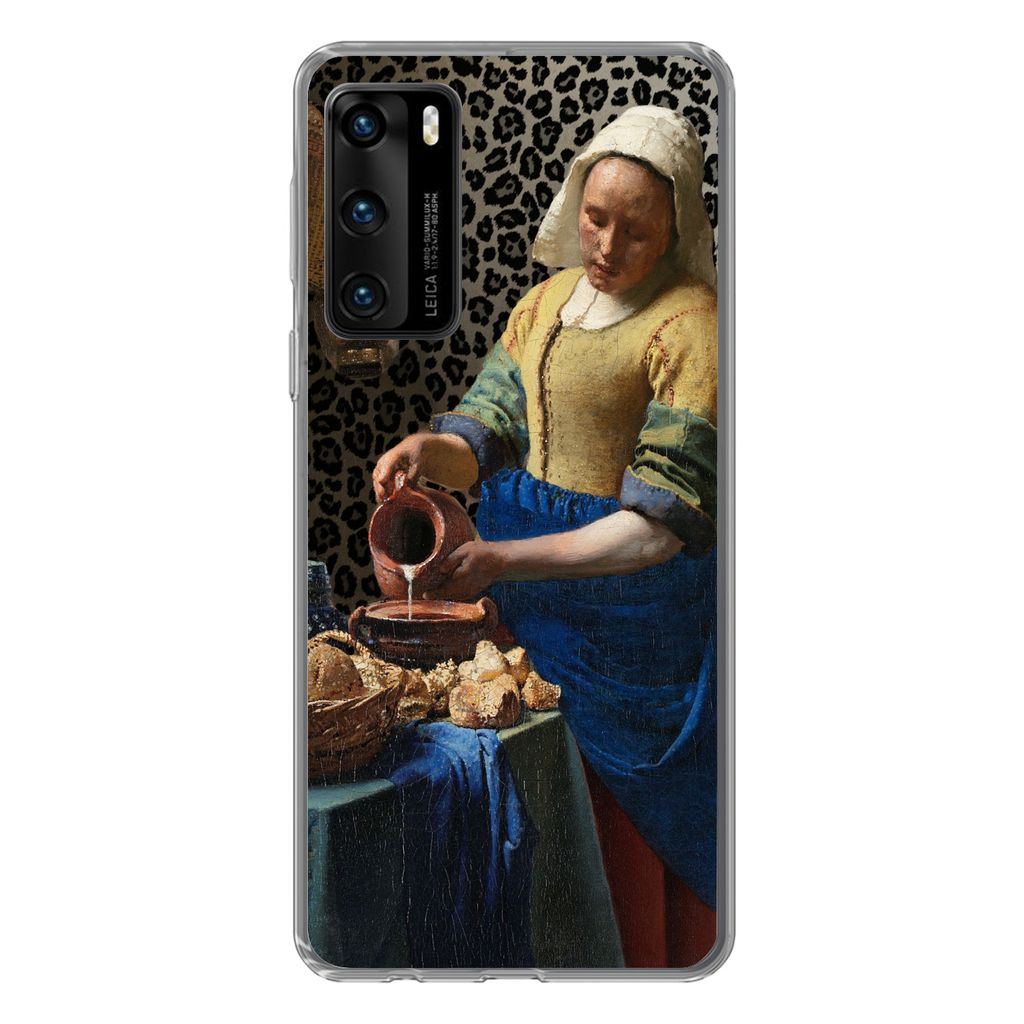 MuchoWow Handyhülle Schutzhülle Hülle für Huawei P40 Milchmädchen - Kunst - Pantherdruck - Vermeer - Gemälde - Alte Meister Silikon Softcas...