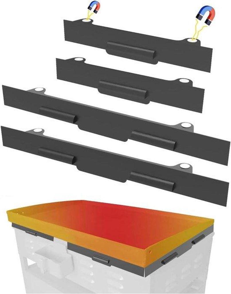 Schutzklappe für Grillhaube - Grillaccessoires - Effiziente Grilltechnik - Magnetische Fixierung - 4-Stück-Satz - Mattschwarz-Lackierung