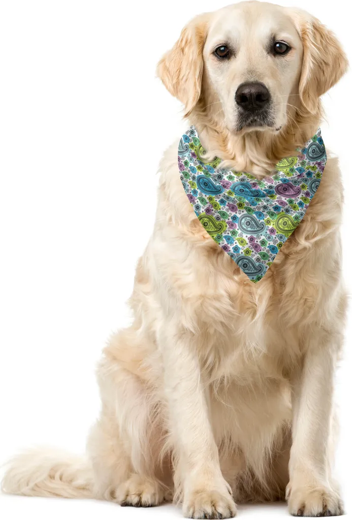 ABAKUHAUS Bandana blu Paisley per animali domestici, disegno etnico colorato, 55x55 cm, multicolore