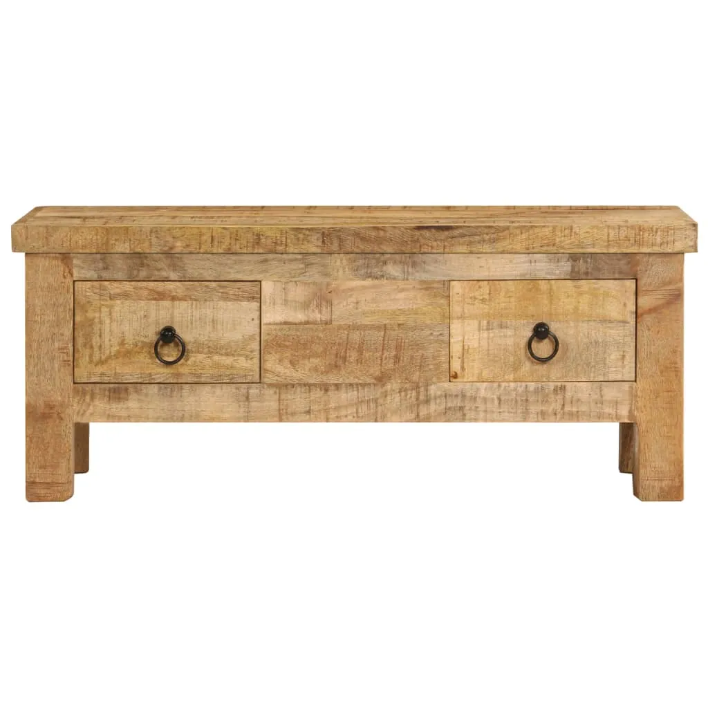 Table basse bois de manguier massif 90 cm - Finition artisanale brute