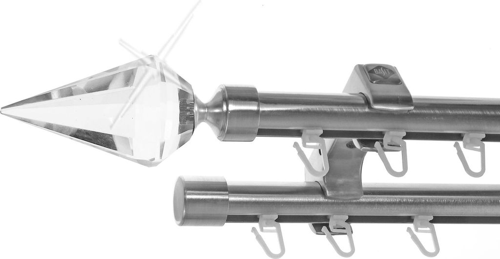 Innenlauf Gardinenstange Ø20mm Metall Edelstahl Look 2-läufig Deckenträger D60II