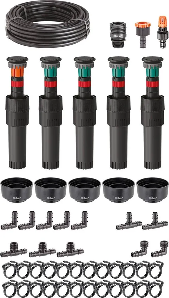 Kit Claber Colibri micro-irrigation avec turbines escamotables 180°