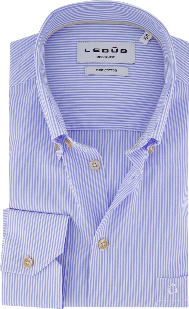 Ledub Hemd blau gestreift mit Brusttasche