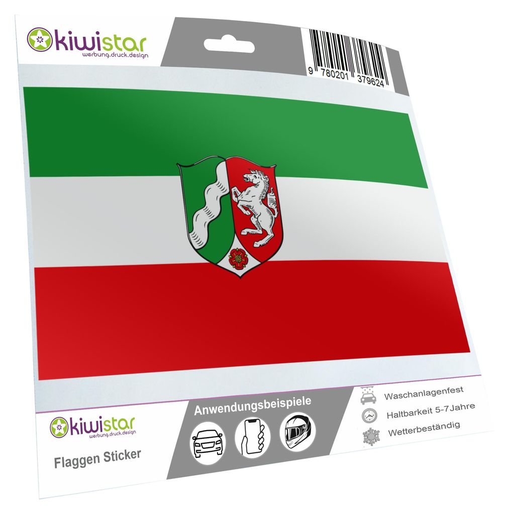 Kiwistar - Aufkleber - Nordrhein-Westfalen - Bundesland Deutschland Autoaufkleber Sticker Flagge - 30 x 18 cm