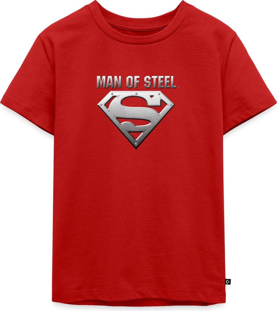 Spreadshirt DC Comics Superman Logo Man Of Steel Kinder Premium T-Shirt, 134/140 (8 Jahre), Rot