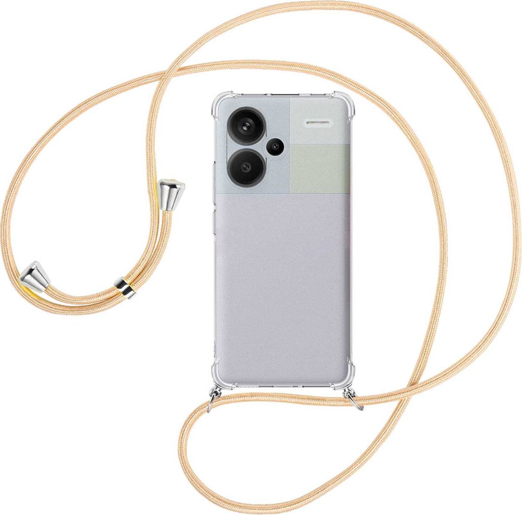 Handykette Backcover-Schutzhülle mit Band (Metall silberfarben) für Xiaomi Redmi Note 13 Pro Plus - Goldkordel