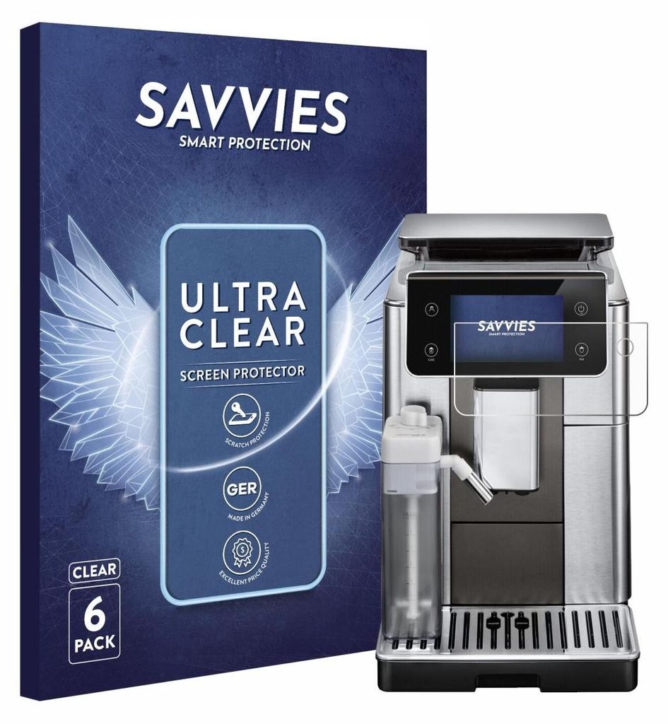6x Für DeLonghi PrimaDonna Aromatic ECAM630.75.TSM Schutzfolie Savvies Displayschutz Display Schutz Folie Klar Transparent