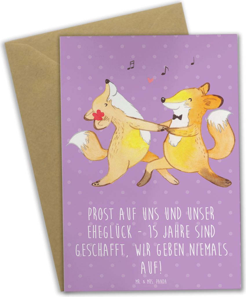 Mr. & Mrs. Panda Grußkarte 15. Hochzeitstag Gläserne Hochzeit - Lavendeltraum - Geschenk, weihnachtskarten, Ehefeier, osterkarten, Heiraten, Gesc...