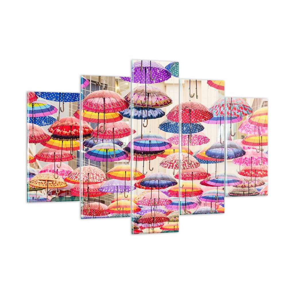 Bilder auf glas - Regenschirme City Dekoration Himmel - 150x100cm - Glasbilder - Wandbilder - Kunstdruck - Wanddekoration aus Glas - Glas Bilder - ...
