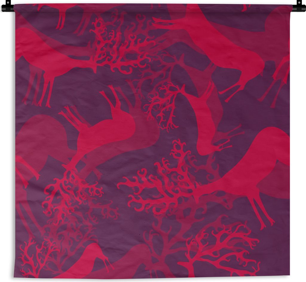 MuchoWow Wandteppich Wandbehang Hirsche - Muster - Farben 60x60 cm Tapisserie Dekoration Wandtuch - Dekorationen - Wand Decke