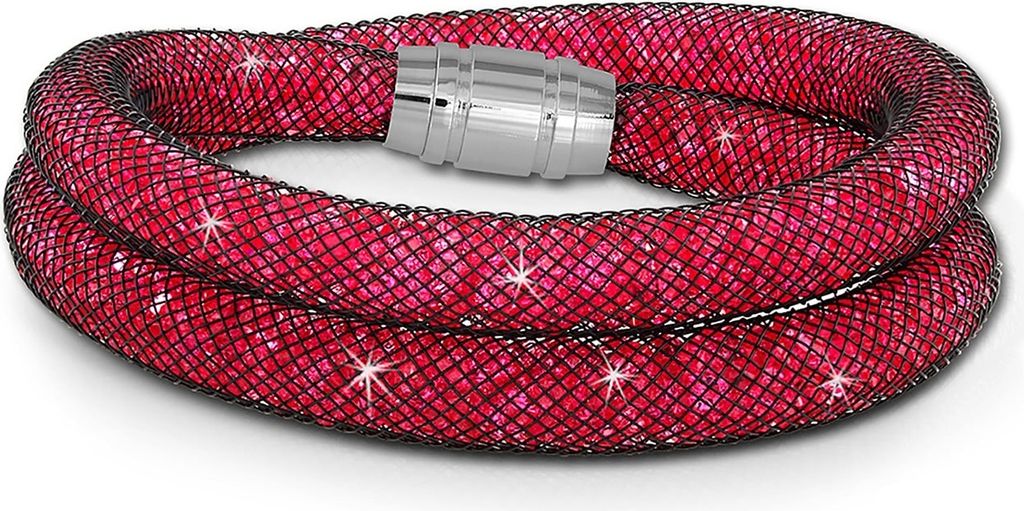 SilberDream Damen-Armband 18cm rot Mini Kristalle Edelstahl Produktbild 