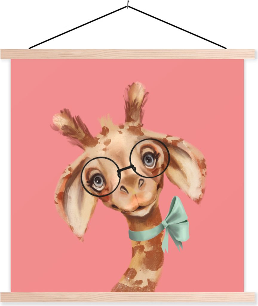 MuchoWow Textilposter Giraffe - Dschungel - Bogen 120x120 cm mit holzfarbenen Rahmen - Textil-Poster