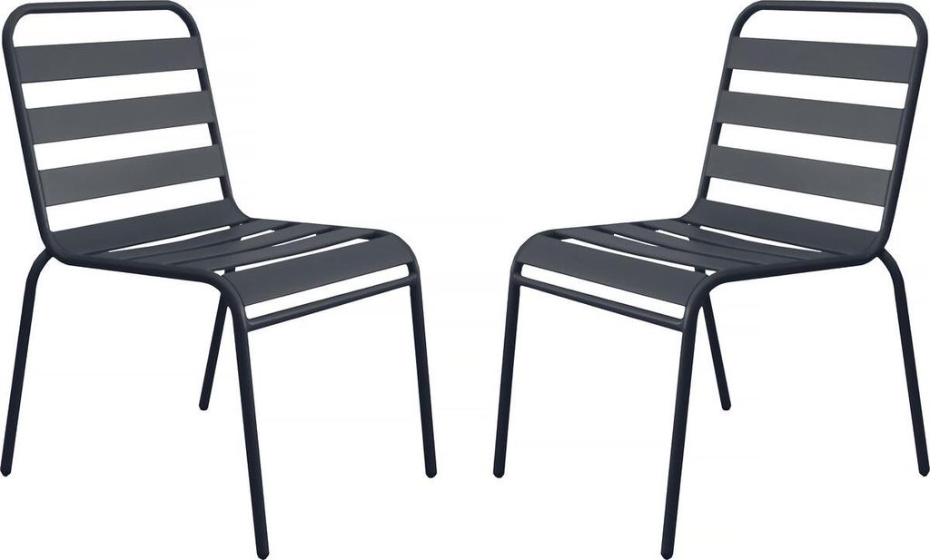 2er-Set stapelbare Gartenstühle aus Metall 'Bilbao' – Grau"