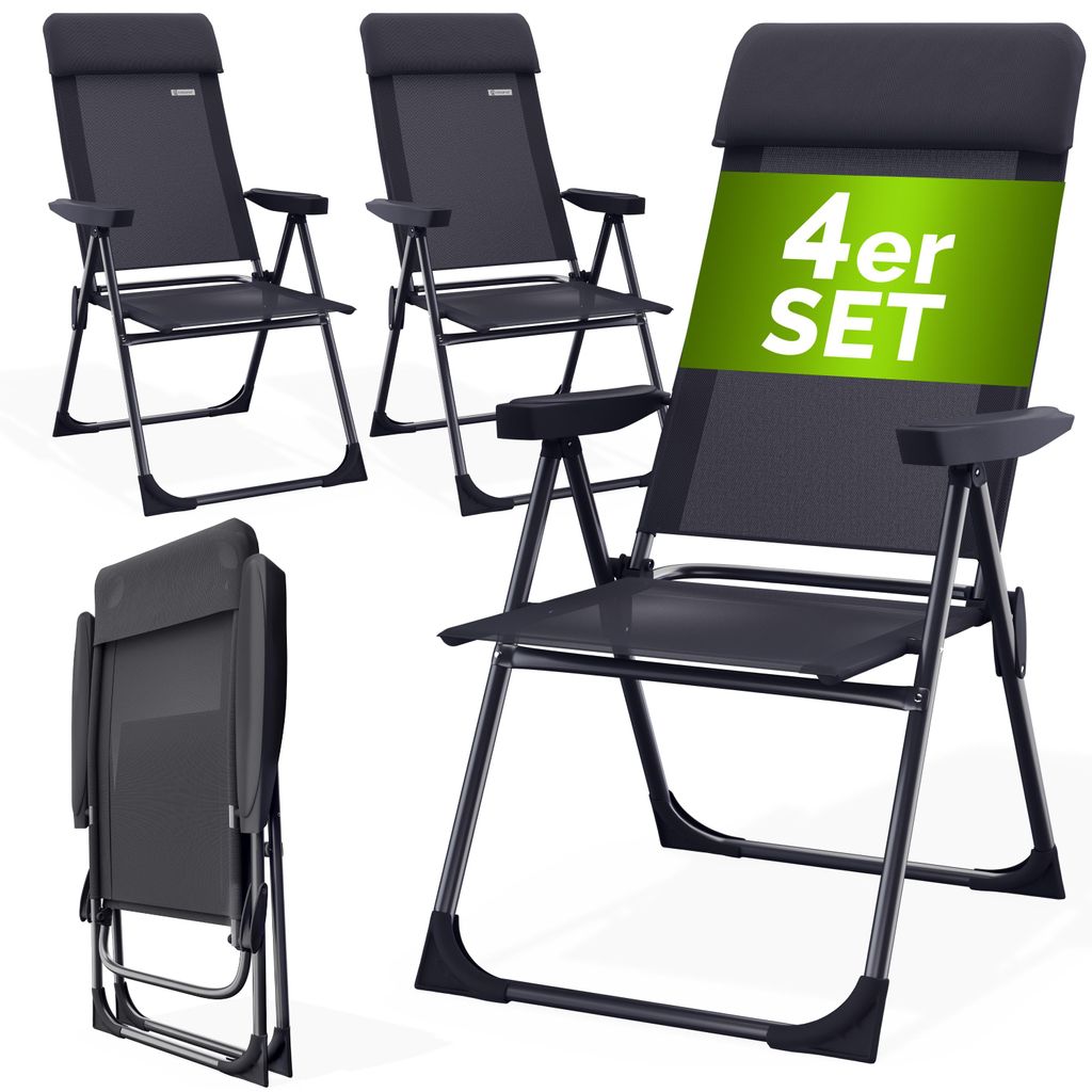 CASARIA® Gartenstühle 4er Set Klappbar 6-fach Verstellbar Produktbild 