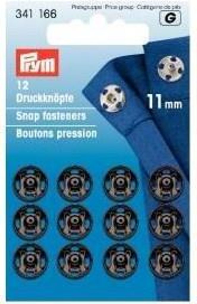 PRYM Annäh-Druckknöpfe, Messing, Ø 11 mm, schwarz – 12 Produktbild 
