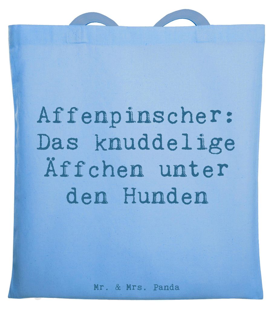 Mr. & Mrs. Panda Tote Bag Spruch Affenpinscher Äffchen - Sky Blue - Geschenk, quirlig, treuer Freund, Sozialisierung, canvas tasche, Hunderassen, ...