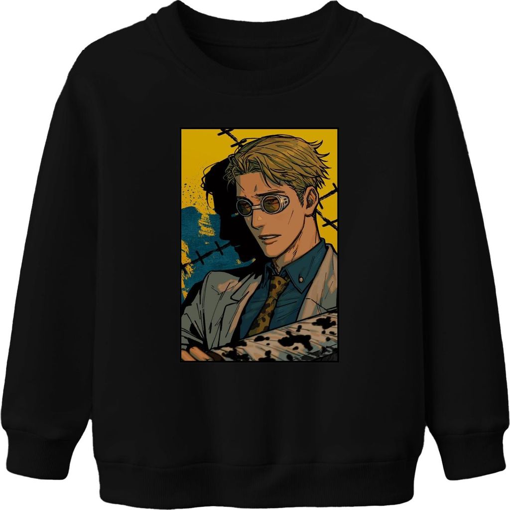 Manga Detektiv Fliegerbrille Anzug Krawatte Noir Anime Ästhetik Uni Kinder Sweatshirt Pullover, Schwarz, 152
