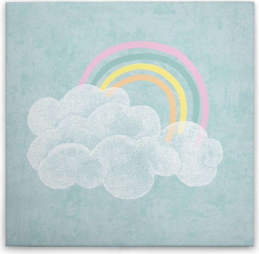 TADESSI Leinwandbild Regenbogen mit Wolken - Wandbild 30 x 30 cm - Kunstdruck auf Leinwand in Bunt Blau - M1-No.50594