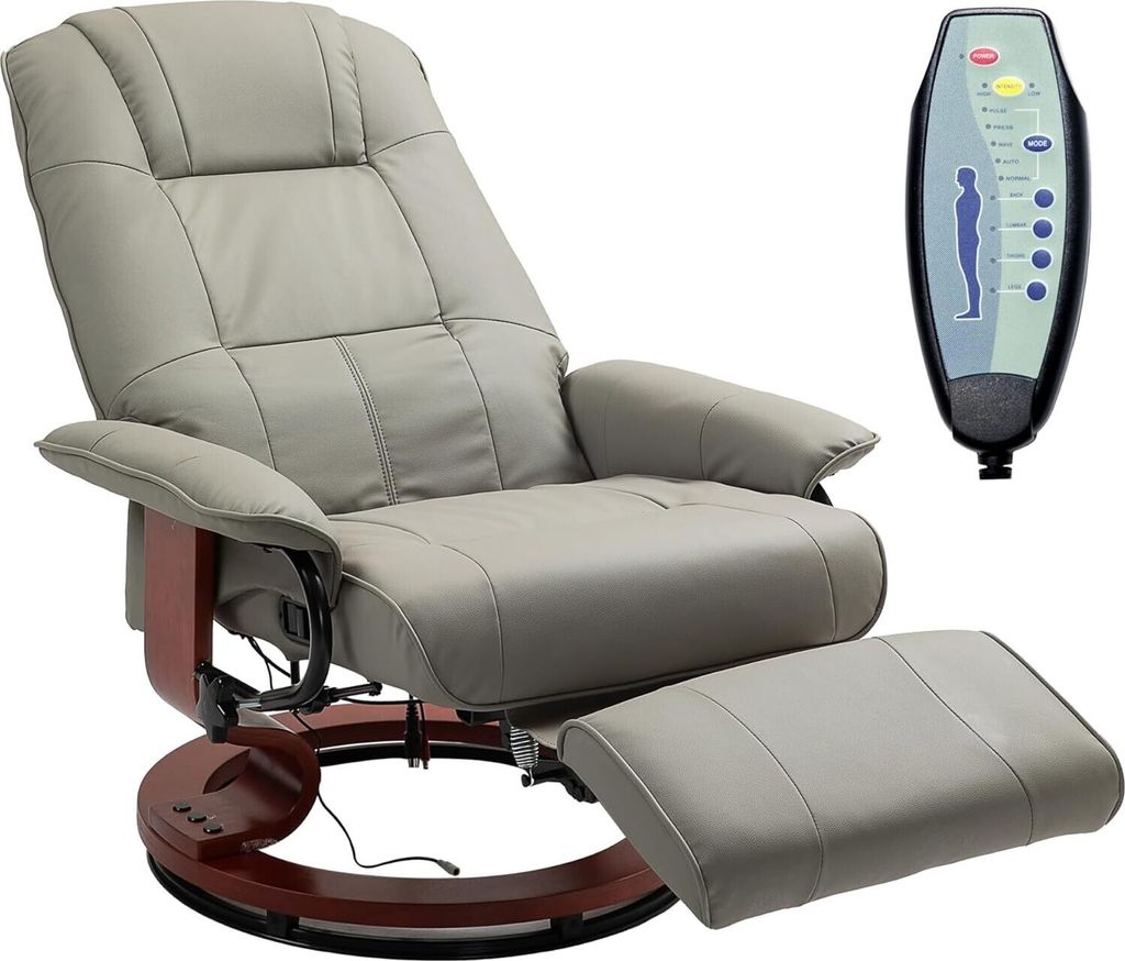 Relaxsessel mit Massagefunktion 360° drehbar Fernsehsessel mit Liegefunktion Fußstütze Wohnzimmer Büro Schlafzimmer Massagesessel TV Sessel Kun...