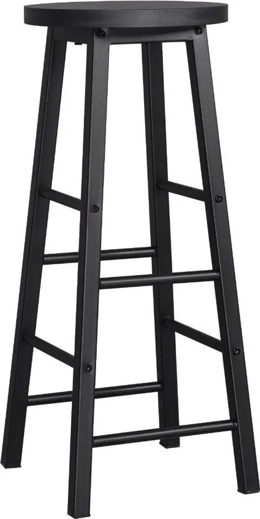 Set 2 Sgabelli Neri 71cm per Cucina e Bar | Struttura Inox e MDF - 2