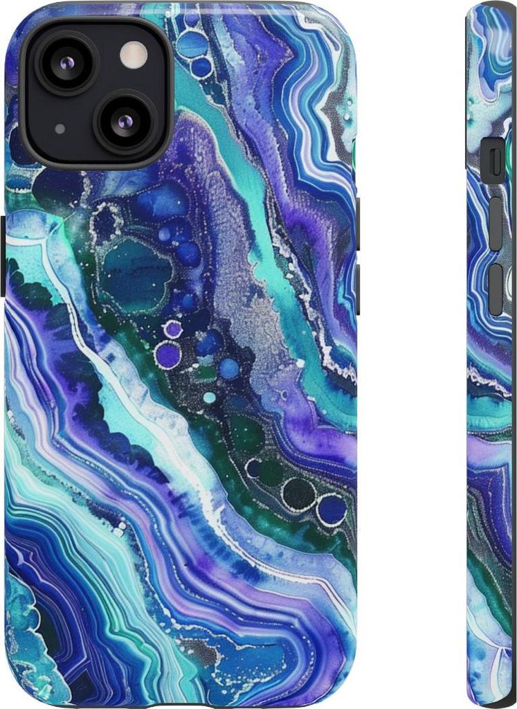 Blau-violette Geodenwirbel – Hülle Kompatibel mit iPhone 13
