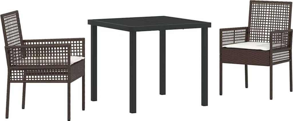 Garten Essgruppe mit Kissen 3 pcs Braun Poly-Rattan