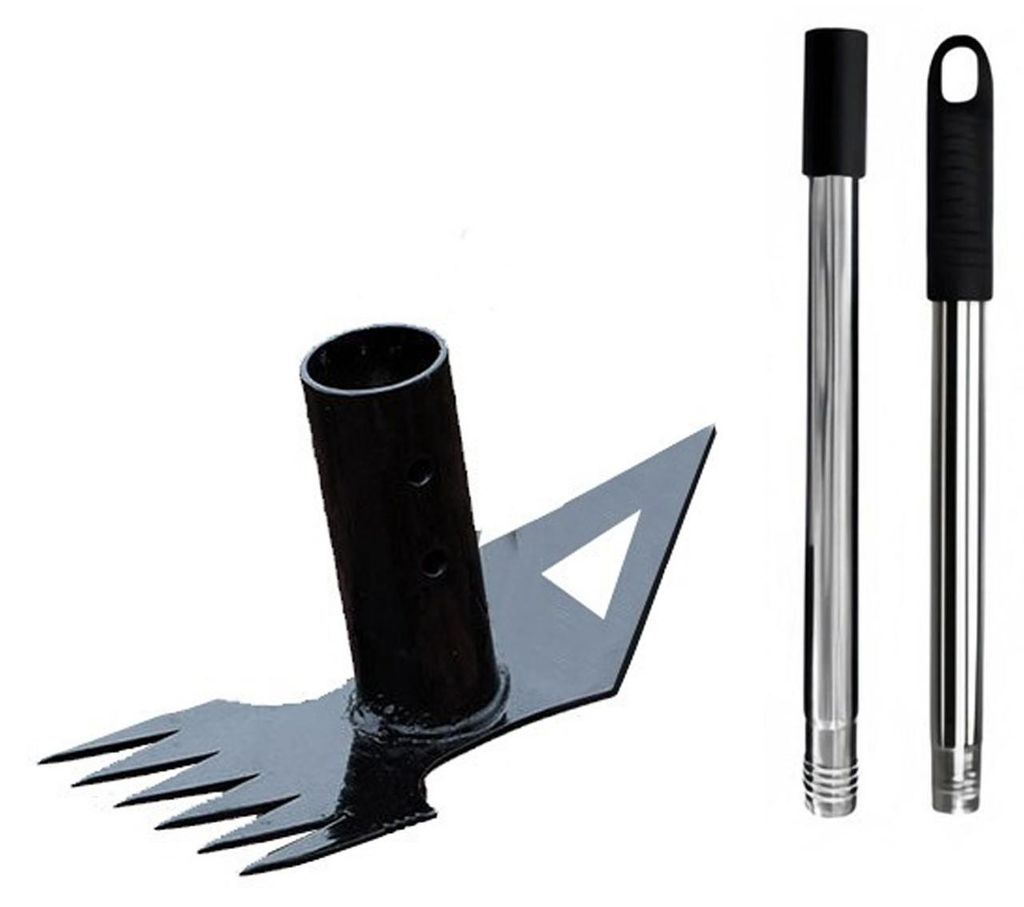 2-in-1 Unkrautrechen mit langem Griff, Unkrautstecher zum Aufstellen, robuste Handrechen, Gartenhacke, manueller Unkrautstecher für Rasen, Hof und...