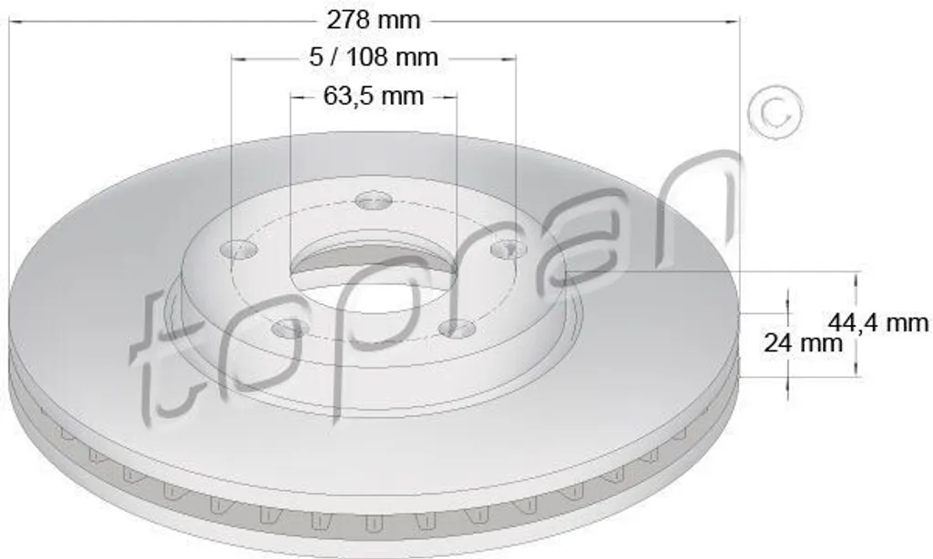 Disque de frein anti-vibration TOPRAN 302248 pour Tourneo Connect