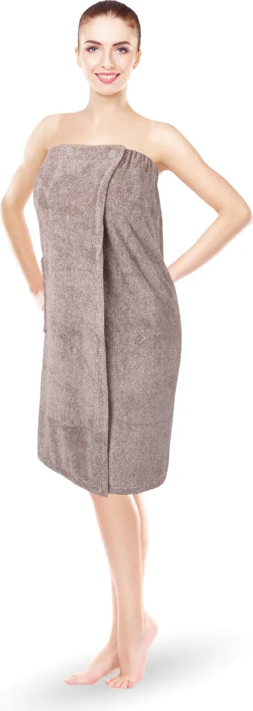 Morbido Telo Sauna Donna Marrone 80x145 | Kilt Fluffy con Bottoni