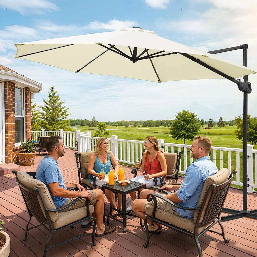 Parasol orientable 3x3m UV50+ Izrielar : inclinaison et rotation 360° - 7