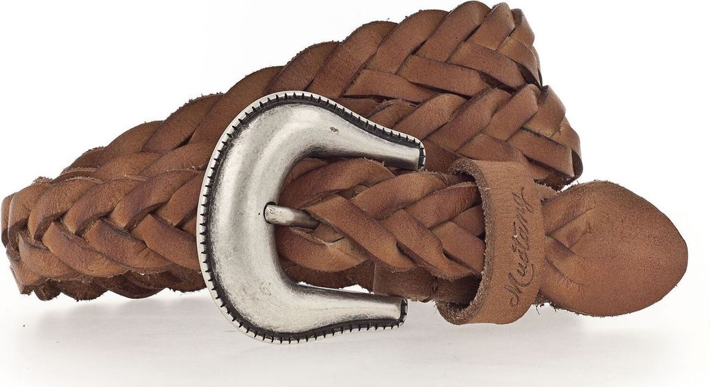 MUSTANG Leder Gürtel Braided Leather Belt W75 Cognac braun