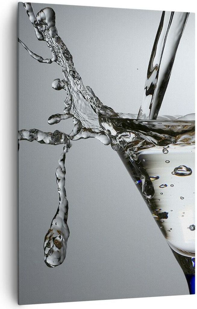 Bild auf Leinwand - Leinwandbild - Einteilig - Glas Wasser Mineralwasser Blasen - 80x120cm - Wand Bild - Wandbilder - Leinwanddruck - Wanddekoratio...