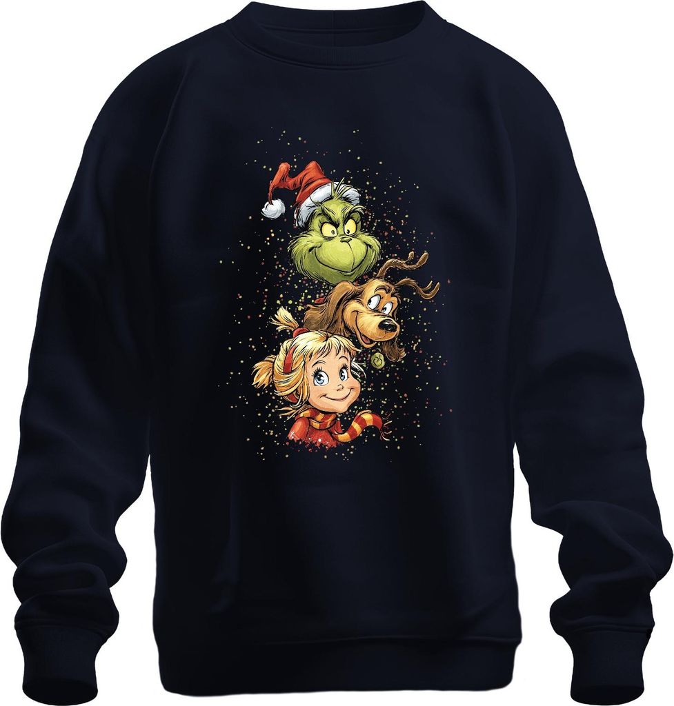 Grinch Cindy Lou Who Max Hund Weihnachten lustig Geschenk Retro Uni Sweatshirt Pullover, Navy, M