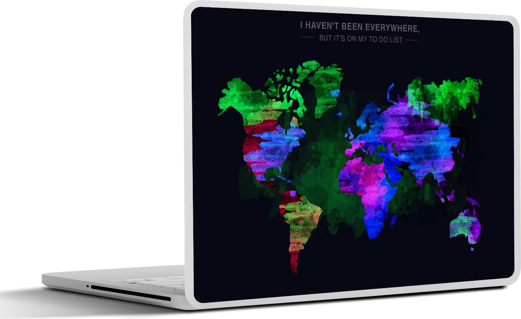 MuchoWow Laptop Aufkleber Sticker Cover Weltkarte - Farbe - Bunt 32.5x23.5 cm - Sticker für Laptop - Selbstklebend