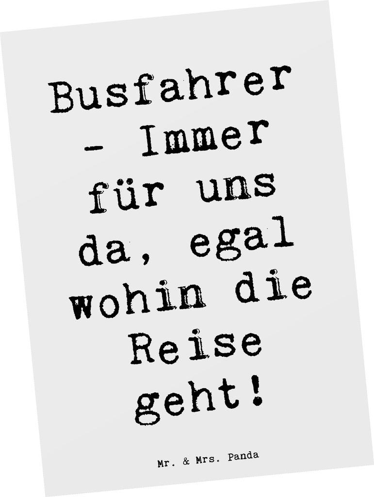 Mr. & Mrs. Panda Ansichtskarte Spruch Busfahrer Held - Weiß - Geschenk, Danke sagen, Ansichtskarten, tägliche Fahrten, Postkarte, einzigartig, Da...