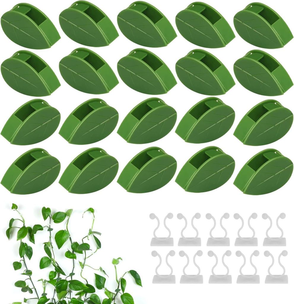 60 Stück Pflanzenclips für Kletterpflanzen, Pflanzen Clips Wand 50 Grüne Pflanzenklammern Befestigung und 10 Weiß Pflanzenhalter ​zum Gardeni...