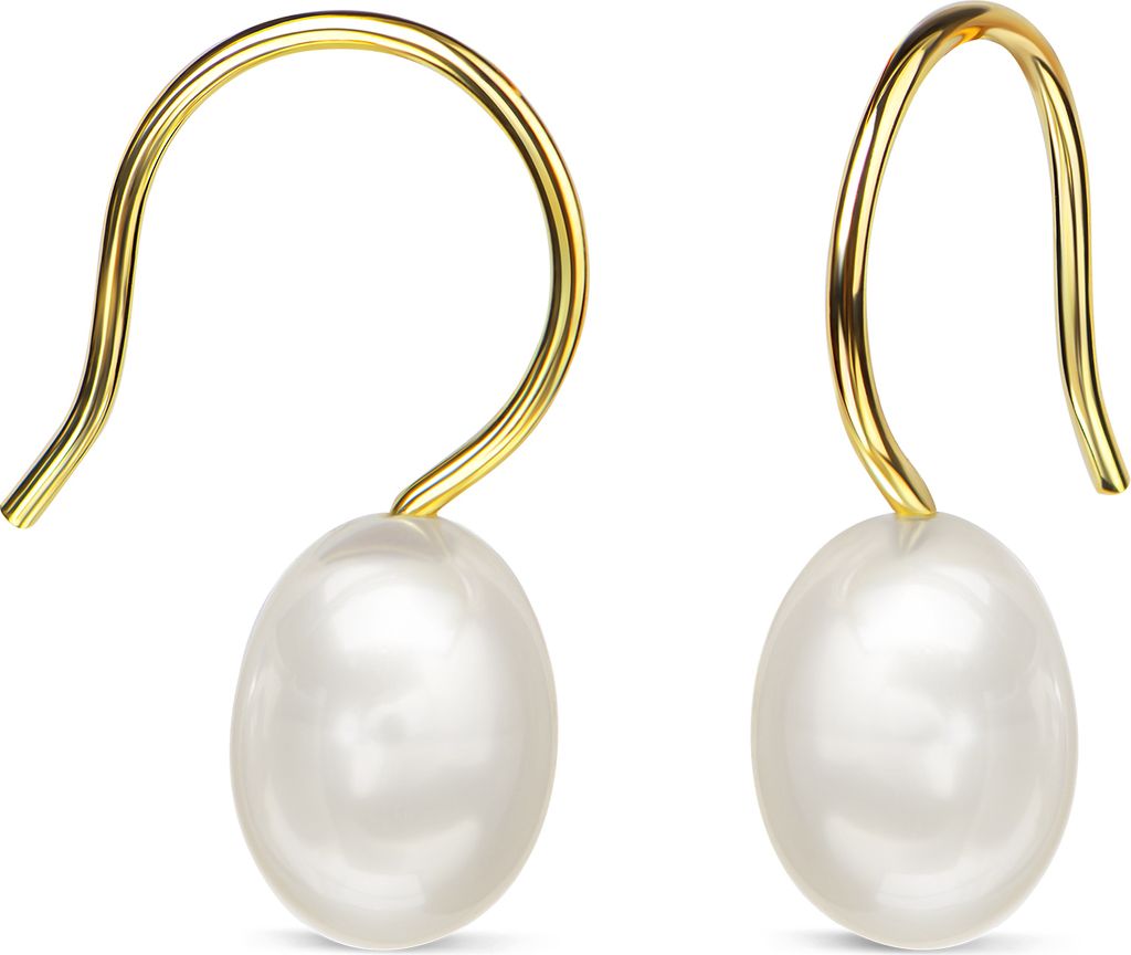 Perlen Goldstecker 585 Gold Damen Ohrstecker Bügelohrringe mit Süßwasserperle weiß