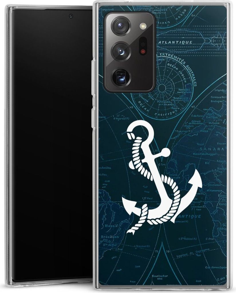 DeinDesign Handyhülle für Samsung Galaxy Note 20 Ultra 5G Silikon Hülle Case Smartphone Schutzhülle Anker Landkarte Segeln