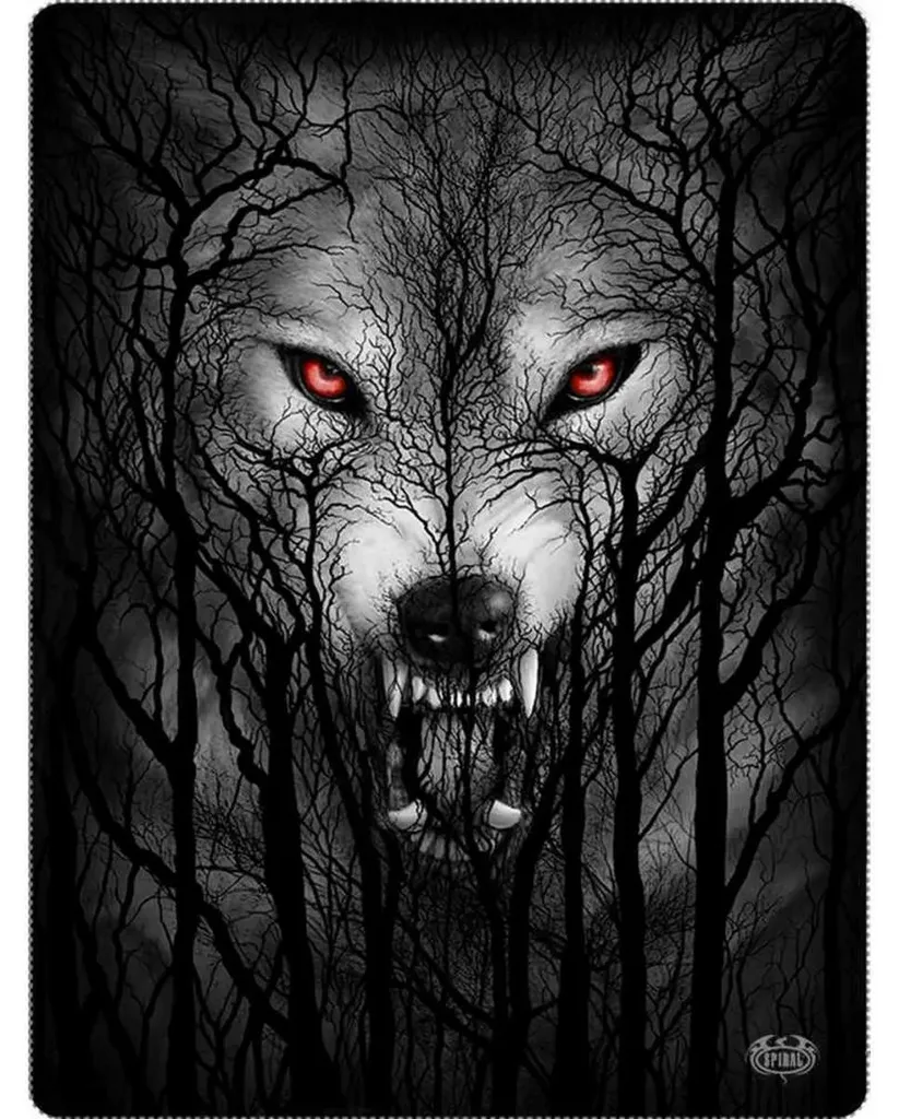 Spiral Couverture Forest Wolf Polaire RO15633 Noir Double Face Unique