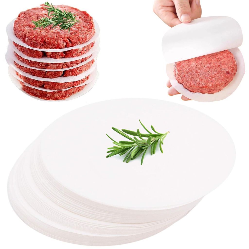 1000 Blatt rundes Burgerpapier, 13 cm Burgerpapier, Backpapier für Burgerpresse, rundes Antihaftpapier, Hamburgerpapier, für Hamburger, Cheesebur...