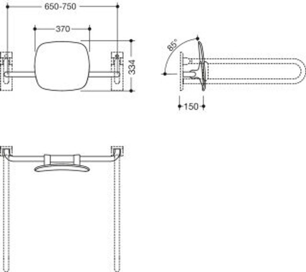 HEWI 801.51.9063 86 Rückenstütze Fb 90, WA 150mm