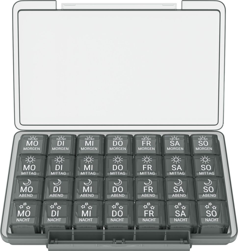 WELLGRO Tablettenbox für 7 Tage - Pillendose je 4 Fächer Produktbild 