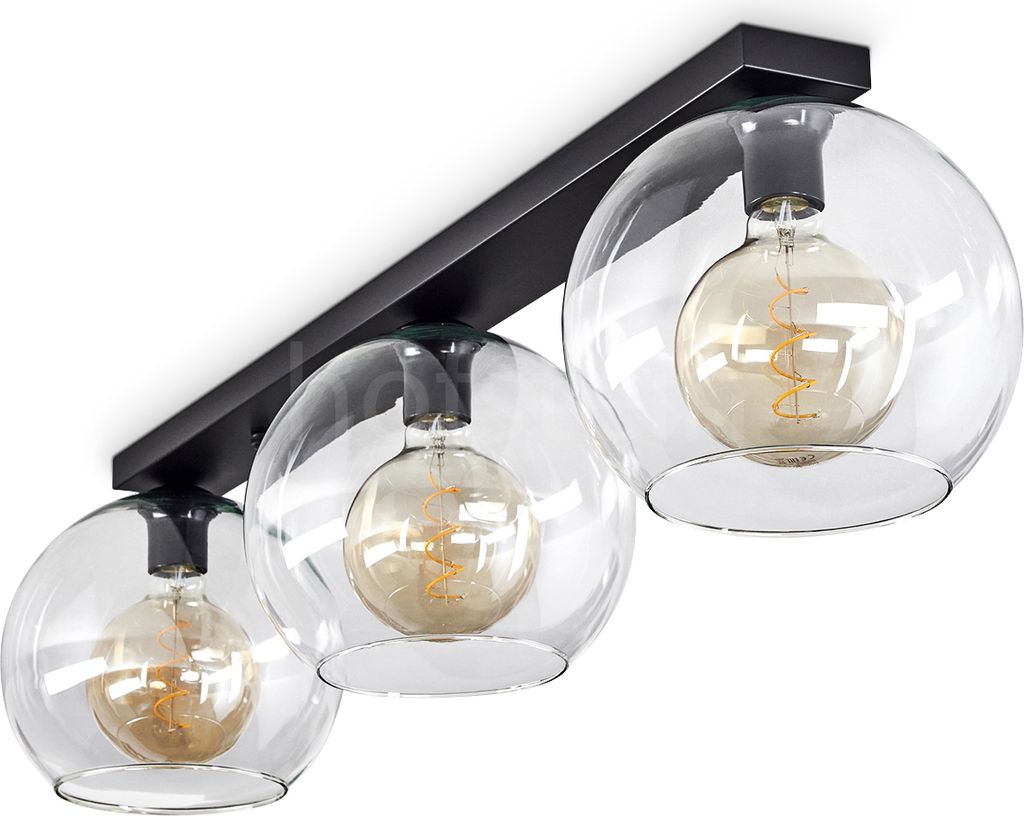 Cesaro »Cesaro« moderne Deckenlampe aus Metall/Glas in Schwarz/Klar